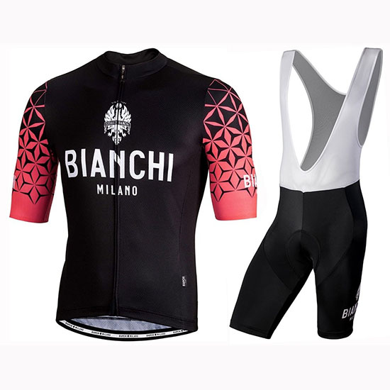 2019 Maillot Bianchi Milano Conca Tirantes Mangas Cortas Negro Rojo
